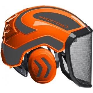 Forstschutzhelm Protos® Integral Forest orange-grau G16 Visier (grob)